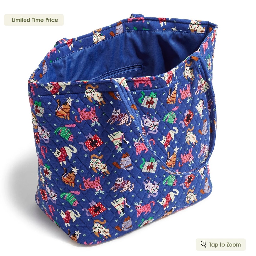🐾💙VERA BRADLEY Retired Essential Grand Tote Catnip Christmas - Picture 6 of 9